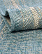 Unique Loom Outdoor Border Collection Area Rug - Soft Border (10' 8" Square, Aquamarine/ Ivory)