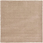 Unique Loom Solid Shag Collection Area Rug (7' 10" Square, Taupe)