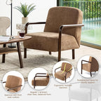 Glitzhome Modern Accent Chair for Living Room, Upholstered Extra-Cushioned Fabric Armchair with Walnut Rubber Wood Frame, Comfy Single Chair for Living Room/Bedroom/Reading Room/Office