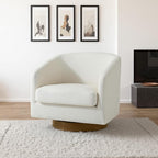 Lumibee Swivel Accent Chair, Chenille Fabric Swivel Barrel Chair for Living Room, Modern Comfy Upholstered Round Armchair Single Sofa Chair for Bedroom, Club-Beige