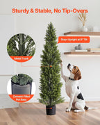 VEVOR Artificial Cedar Topiary Trees, 60 inch 2 Set Faux Pine Shrubs Plants, Fake Silk Tree Look Real, Easy Assembly for Decor Front Porch Outdoor Patio Garden Balcony Backyard Indoor Office