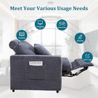 Power Reclining Sectional Sofa, Electric 3 Seat Recliner with 1 Electric Footrest and Adjustable Headrest, Modern Plush Corduroy Fluffy Reclining Sectional with Deep Seat for Living Room-Blue Grey