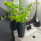 12 Inch Tall Black Ceramic Vase, with 5 Branches of 25 Inch Faux Artificial Vibrant Greenery Stems Set, Textured Minimalist Jug, Fake Stem Plants, Decorative Farmhouse, Console Table Centerpiece Decor