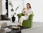 KEIKI Modern Comfy Swivel Accent Reading Chair, 360°Round Upholstered Barrel Armchair Single Club Lounge Sofa Chairs for Living Room,Bedroom, Office,Green
