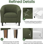 Yaheetech Corduroy Barrel Chairs Set of 2, Upholstered Club Chairs, Round Armchairs Waiting Room Chairs with Soft Cushion for Living Room Bedroom Reading Room, Dark Green