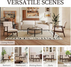 Bonzy Home Fabric Mid-Century Modern Accent Chair Set of 2, Upholstered Armchair with Solid Wood Frame, Reading Chair for Living Room, Bedroom
