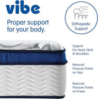 Vibe Quilted Hybrid Mattress, 12-Inch Innerspring and Pillow Top Gel Memory Foam Mattress, Fiberglass Free, CertiPUR-US Certified Bed in a Box, Full, White