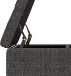 SIMPLIHOME Harrison 30 inch Wide Transitional Square Small Coffee Table Storage Ottoman in Ebony Tweed Polyester, Assembled, for The Living Room and Bedroom