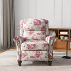 UIXE Floral Pushback Recliner Chairs Set of 2, Fabric Overstuffed Armchair Push Back Accent Chair for Living Room, Rivet Trim Club Chair Home Theater Single Sofa Bedroom Reading Seat