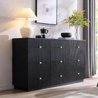 Fluted Dresser for bedroom, 55"W Black 9 Drawer Dressers, Wood Tall Dresser Storage Organizer, Modern Bedroom Chest of Drawers with Deep Storage for Closet Hallway, Entryway, Living Room Black