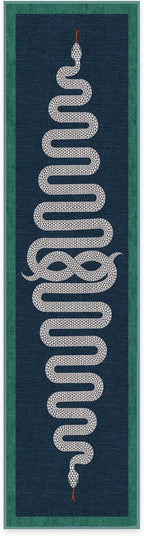 RUGGABLE x Jonathan Adler Machine Washable Modern Runner Rug – Venom Sapphire 2.5x10, Stain-Resistant, Non-Slip – Washable Rug for Hallway, Entryway, Living Room & Kitchen–with Standard Pad