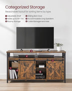 VASAGLE TV Stand for 65 Inch TV, Entertainment Center, TV Table and Console, TV Cabinet with Adjustable Shelves, Industrial Design, Rustic Brown and Black ULTV071B01