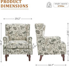 Floral Wingback Accent Chair, High Back Upholstered Armchair, Comfy Fabric Wingback Arms Chairs with Retro Solid Wood Legs, Single Sofa Reading Chair for Bedroom Living Room, Plants Beige