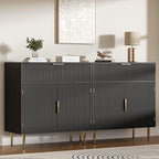 Sideboard Buffet Cabinet with 2 Doors & Drawer, Coffee Bar with Adjustable Shelves, Liquor Cabinet with Storage, Accent Cabinet Console Table for Living Dining Room, Black