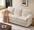 ONBRILL 86.6" Corduroy Couches for Living Room, Comfy 3 Seater Sofa with Pillow-Top Armrest & Dual-Layer Cushions, Mid Century Modern Couch for Bedroom, Apartment, Beige