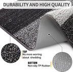 Kitinjoy Indoor Outdoor Door Mat, 47x20 Non-Slip Absorbent Dirt Trapper, Low-Profile Washable Inside Entrance Front Floor Mat, Sturdy Soft Entry Doormats for Entryway, Grey