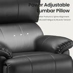 COLAMY Triple Motors Power Recliner Chair with Power Headrest & Lumbar Support Independent Adjustment for Living Room, Leather Electric Recliner Sofa Chair, Black