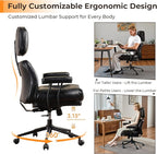 Ergonomic Office Chair Comfy with Lumbar Support, High Back Dark Brown PU Leather Rolling Executive Desk Chair for Home Office & Gaming, 360° Swivel, 300lbs (Black)
