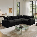Cloud Modular Sectional Sofa,189.4" Down Filled Sofa 4 Seat with Chaise,Minimalist Sofa Cover Washable and Replaceable Couches for Living Room,Sectional Sofa Deep Seat Black