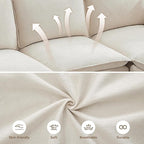 80" Cloud Modular 3 Seater Sofa with Storage, Modern Upholstered Storage Sofa Couch Deep Seat, Sectional Sofa Chenille Comfy Couch with Armrests for Living Room, Small Space, Beige