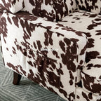 DUOMAY Tufted Accent Chair Set of 2, Modern Upholstered Wingback Side Arm Chair for Living Room Bedroom with Wood Legs, Comfy Reading Guest Chair for Office, Milk Cow/Brown