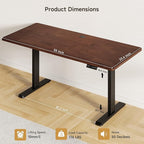 ONBRILL Standing Desk, 55x23.6 Inches Whole-Piece Board Rectangle Stand Up Desk with Solid Wood Desktop and Memory Controller, Adjustable Height from 28-46 Inches for Home & Office, Black Walnut