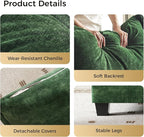 KKL Modular Sectional Sofa Bed, 4 Seater Convertible L-Shaped Sleeper Cloud Couch with Ottoman, Chenille Sectional Couches for Living Room, Apartment Green