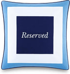 Kate Spade New York Saved You A Spot Reversible Decorative Pillow, 20" x 20" Throw Pillow for Bed or Sofa, Cotton and Linen Cover, Blue, 20 x 20