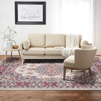Home Dynamix Premium Sakarya Traditional Medallion Border Area Rug, Ivory/Red, 5'3"x7'5" Rectangle