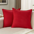 FUTEI Christmas Red Chenille Throw Pillow Covers 26x26 Inch Set of 2,Edges Double-Stitched Euro Pillow Shams,Modern Home Decor for Couch Living Room