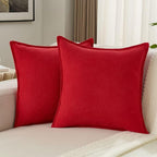 FUTEI Christmas Red Chenille Throw Pillow Covers 26x26 Inch Set of 2,Edges Double-Stitched Euro Pillow Shams,Modern Home Decor for Couch Living Room