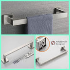 Bathroom Hardware Set Bathroom Accessories Set SUS304 Towel Bar Set Includes Towel Bar Inch+Towel Holder+Toilet Paper Holder+Towel Hook (4, Brush Nickel)