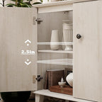 Modern Storage Cabinet 3 in 1 Buffet Storage with Wood Legs and Adjustable Shelf for Dinnig Room Living Room Entryway,Light Oak