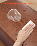 VEVOR Leather Bedroom Bench, PU Leather Bench with Metal Legs and with Stitching for Entryway, Upholstered Shoe Bench Seat, Modern End of The Bed Benches for Living Room, Dining Room, Hallway, Brown