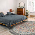 RUGGABLE Washable Vintage Area Rug – Kamran Cayenne Red 8 ft Round, Stain-Resistant, Non-Slip – Large Machine Washable Rugs for Living Room, Bedroom, Hallway, Entryway & Office–with Cushioned Pad