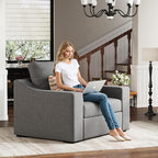 ABCASA 47" W Oversized Accent Chair, Comfy Upholstered Sofa Chair with Large Seat and Wide Armrest, Pet-Friendly Modern Lounge Armchair for Living Room/Apartment/Bedroom, Premium Linen, Grey