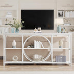 Tribesigns 70.9 inch Sofa Console Table, Modern Extra Long Entryway Tables with 3 Tier Storage Shelves Metal Frame for Foyer Hallway Living Room Behind Couch, Pure White