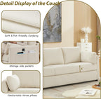 3 Seater Couches for Living Room, 79" Modern Corduroy Sofa with 2 Pillows and Storage Pockets, Small Beige Couches for Apartment, Small Spaces, Home Office