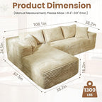 Bashaw 108" Cloud Sectional Couch Sofa with L-Shape Chaise, Modern Modular Sofa Couch Upholstered Couches for Living Room Bedroom, No Assembly Required (Beige, L Shape)