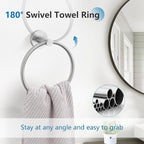 TNOMS Brushed Nickel 5 Pieces Towel Bar Set Bathroom Hardware Set Upgraded Towel Hooks,Towel Holder Set for Bathroom Stainless Steel Wall Mounted 23.6 Inch