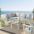 Modway Riverside Outdoor Furniture, 6-Piece Set, White Gray