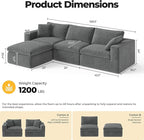108.3" Cloud Sectional Couches for Living Room, L-Shape Couch with Ottoman, 3 Seater Modular Sectional Sofa with Deep Seats for Bedroom Office
