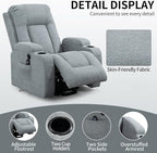 PELUMY Manual Lift Recliner Chair for Elderly with Massage & Heat, Oversized Heavy Duty 350 lbs Recliner with Cup Holders & USB Ports, Infinite Positioning Lift Chair for Adults (Linen Fabric, Grey)