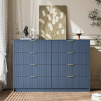 Navy Dresser for Bedroom, 8 Drawer Double Dresser, Modern Chest of Drawers for Bedroom, Living Room, Entryway and Closet, 55" L x 15.7" D x 37.4" H