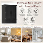 Tall Storage Cabinet, Bathroom Floor Freestanding Storage Cabinet with 2 Doors, Adjustable Shelf, and 2 Drawers for Bathroom, Office, Living Room, MDF Board, Black