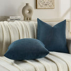 FUTEI Navy Blue Chenille Throw Pillow Covers 20x20 Inch Set of 2,Soft Wide Chevron Textured Cushion Case,Farmhouse Home Decor for Couch Bed Living Room