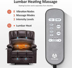 MCombo Oversized Power Lift Recliner Chair for Elderly, Lift Chair with Heat and Massage, Lift Recliner for Big and Tall, Cup Holders, USB &Type C Ports, Faux Leather R7092 (Dark Brown, Oversize)