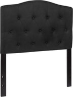 EMMA + OLIVER Twin Size Tufted Upholstered Headboard with Adjustable Metal Bed Rail Slots, Modern Fabric Upholstered Twin Headboard, Black