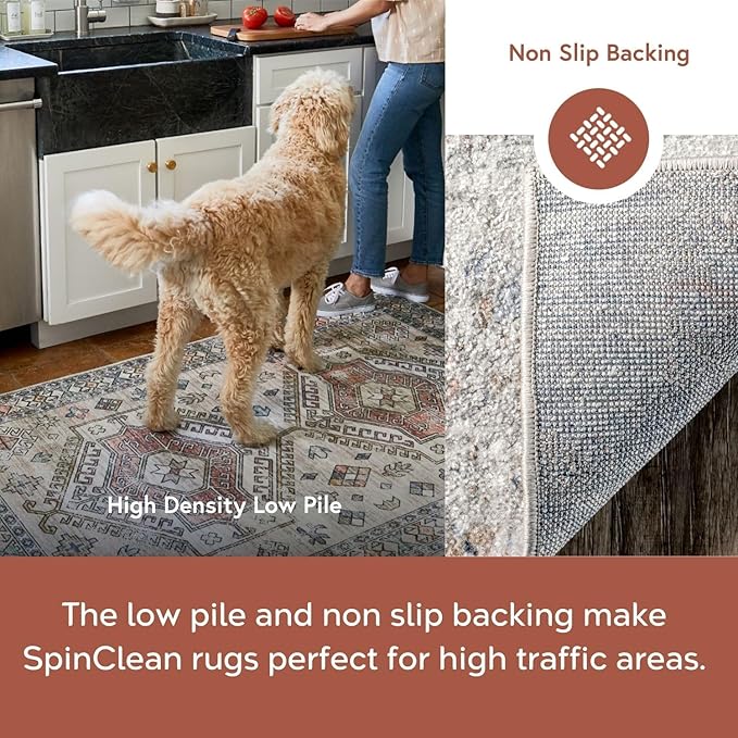 nuLOOM Aaliyah Abstract 3x5 Machine Washable Accent Rug for Living Room Bedroom Dining Room Entryway Kitchen, Blue Multicolor/Ivory