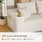 107" Cloud Sectional Couch, Modular Sectional Sofa with L-Shape Chaise, Corduroy Boneless Couch with Deep Seat, Upholstered Sofa for Living Room, No Assembly Required(Right-Facing Chaise, White)